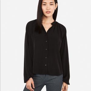 Express Ruffle Collar Balloon Sleeve Shirt